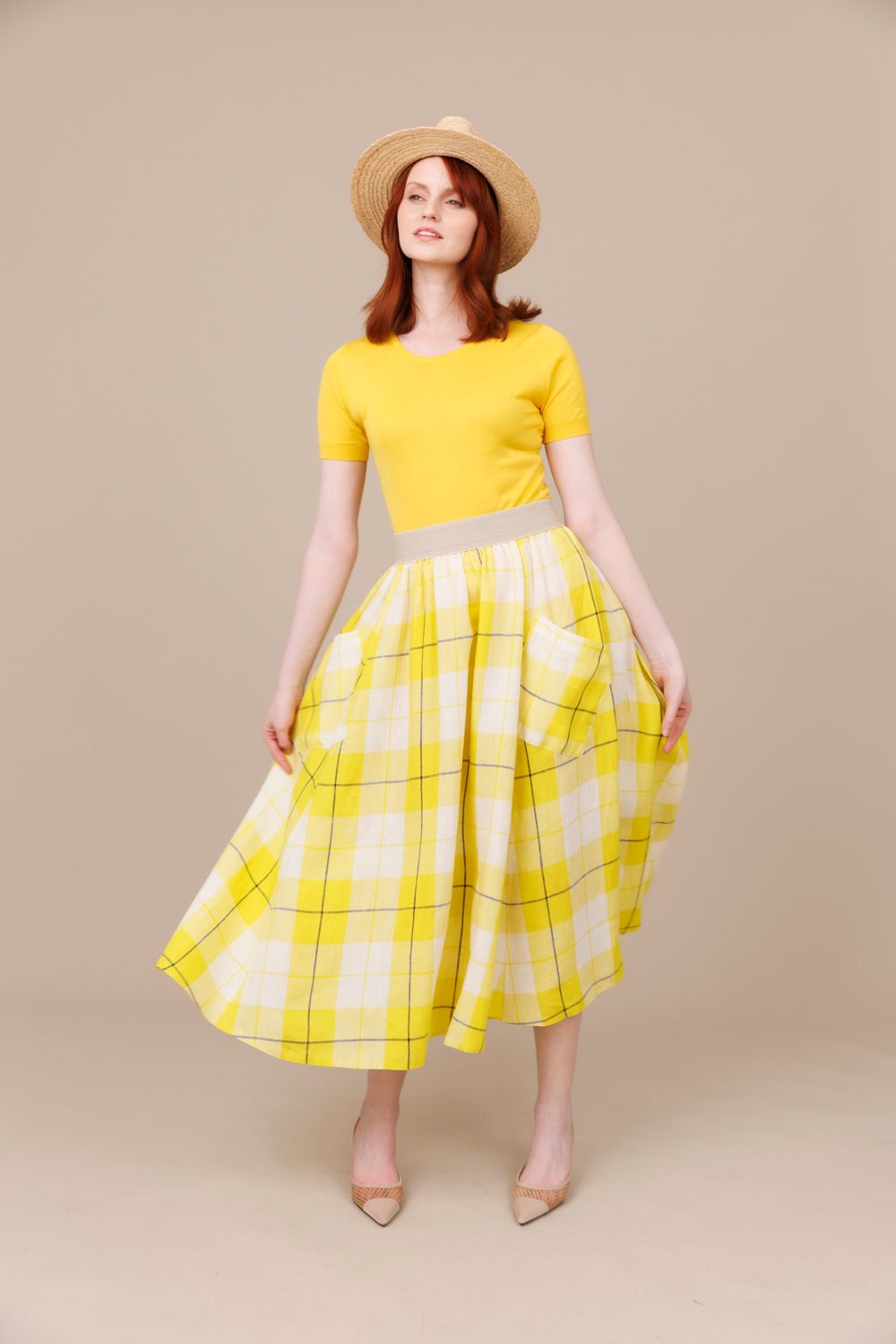 Keelhilla 100% Linen Pocket Long Swing Skirt