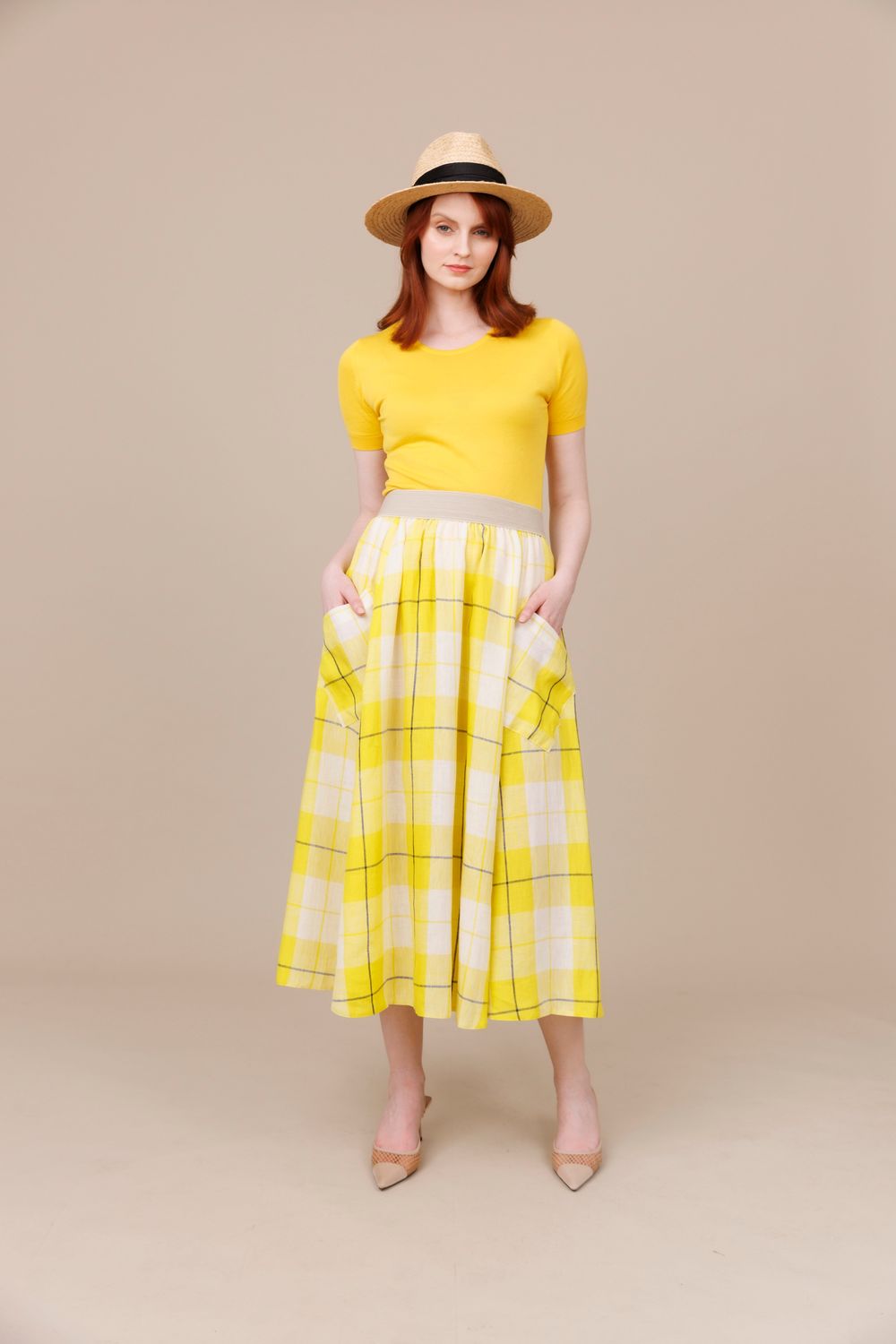 Keelhilla 100% Linen Pocket Long Swing Skirt