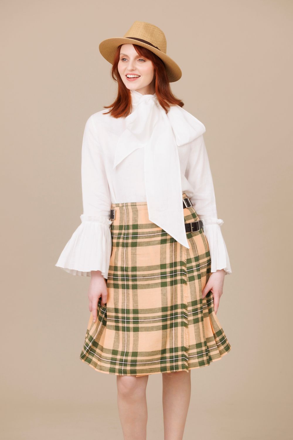 Maumturk 100% Linen Midi Kilt