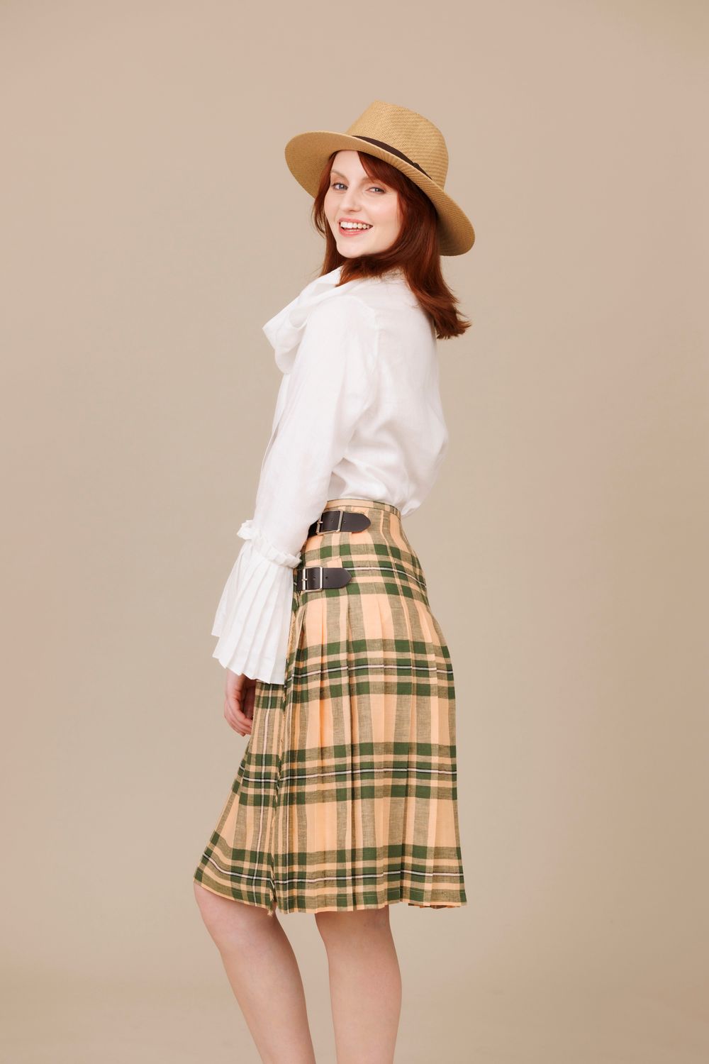Maumturk 100% Linen Midi Kilt