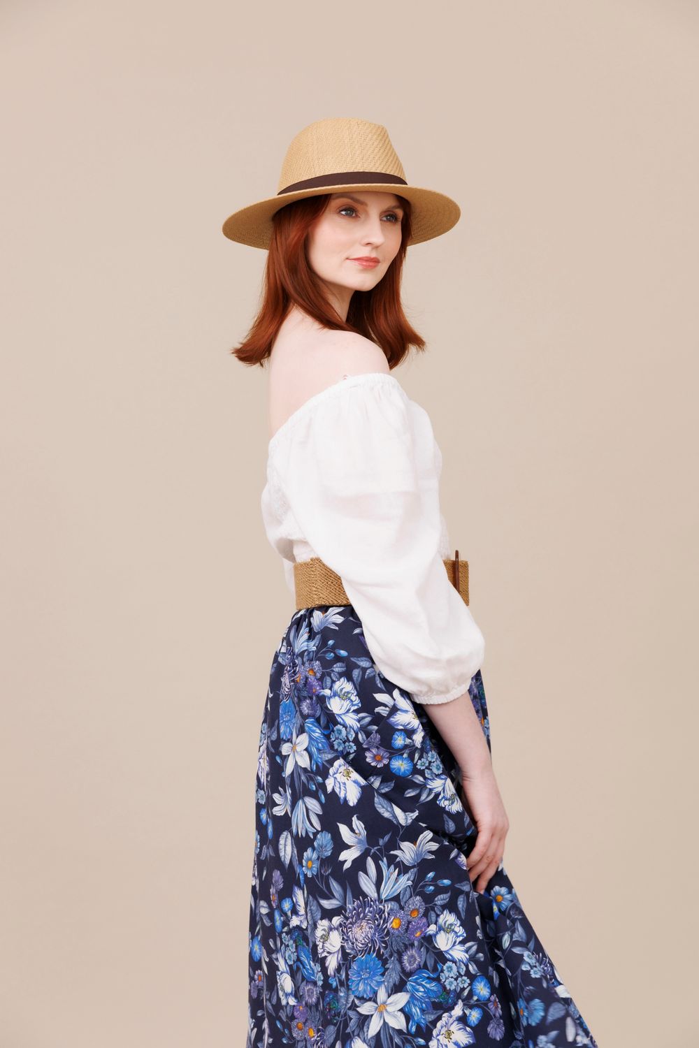 Liberty Blue Floral Long Pocket Swing Skirt